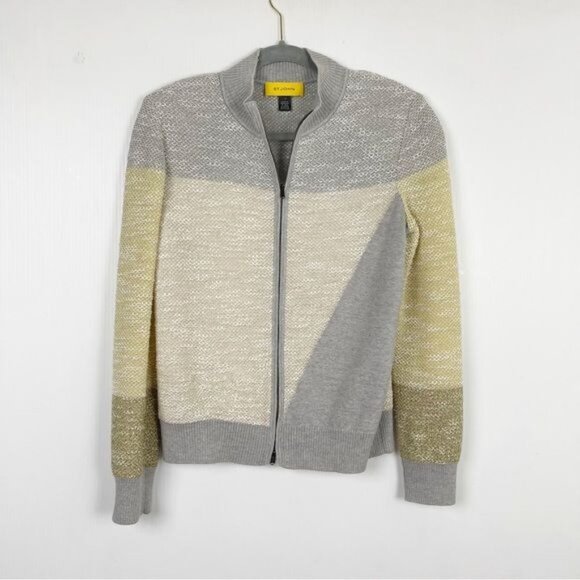 St. John color blocked knit front-zip bomber jacket size Small - Picture 3 of 9